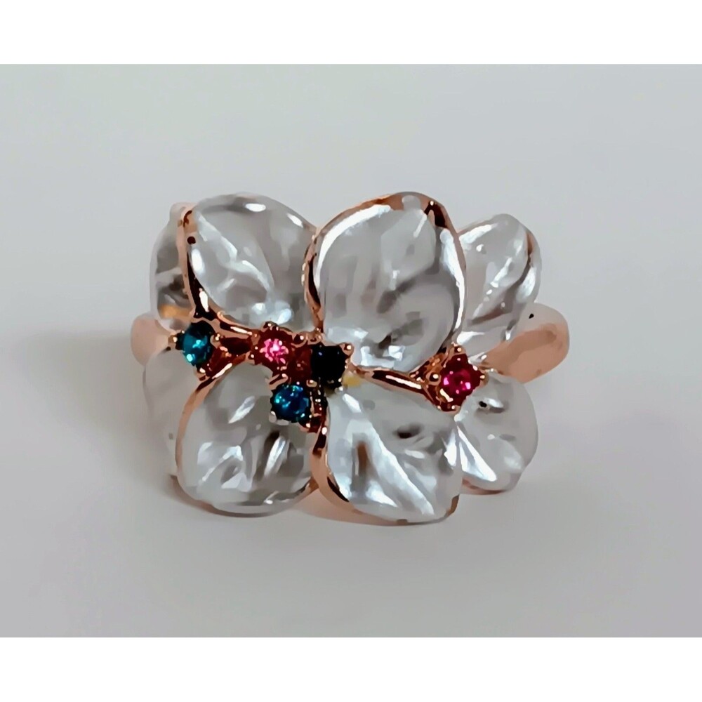 Vintage Rose Gold Flower Petal Ring Size 7